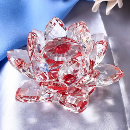 Skorter | Crystal Lotus Flower Figurine Home Wedding Decoration Glass Art Collection Paperweight Office Table Ornaments Souvenir Gifts