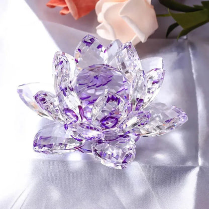 Skorter | Crystal Lotus Flower Figurine Home Wedding Decoration Glass Art Collection Paperweight Office Table Ornaments Souvenir Gifts
