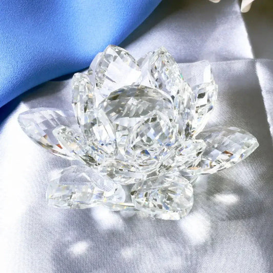 Skorter | Crystal Lotus Flower Figurine Home Wedding Decoration Glass Art Collection Paperweight Office Table Ornaments Souvenir Gifts