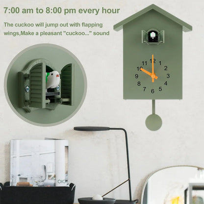 Skorter | Cuckoo Clock Cuckoo Sound Clock with Pendulum Delicate Cuckoo Clock Bird Battery Operated Cuckoo Wall Clock for Living Room Decor