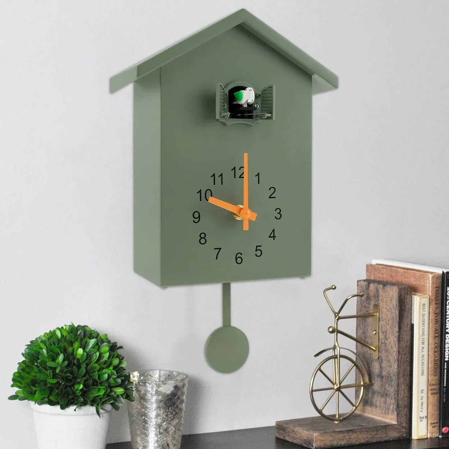 Skorter | Cuckoo Clock Cuckoo Sound Clock with Pendulum Delicate Cuckoo Clock Bird Battery Operated Cuckoo Wall Clock for Living Room Decor