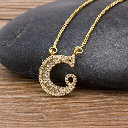 Skorter | Customized Zircon Filled A-Z Initial Letter Necklace