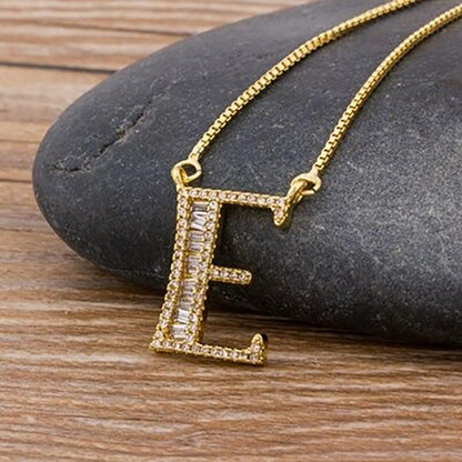 Skorter | Customized Zircon Filled A-Z Initial Letter Necklace