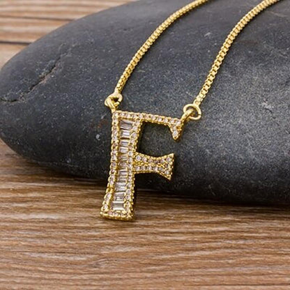 Skorter | Customized Zircon Filled A-Z Initial Letter Necklace