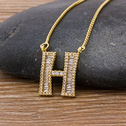 Skorter | Customized Zircon Filled A-Z Initial Letter Necklace