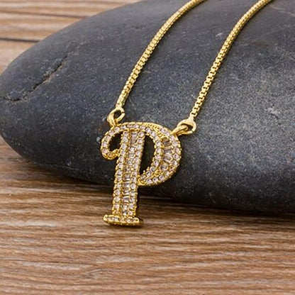 Skorter | Customized Zircon Filled A-Z Initial Letter Necklace
