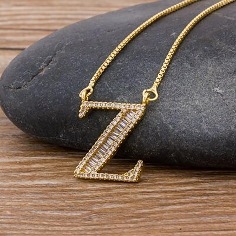 Skorter | Customized Zircon Filled A-Z Initial Letter Necklace