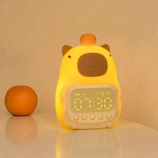 Skorter | Capybara Clock Lamp - Rechargeable Digital Alarm Clock with Night Light & Touch Snooze