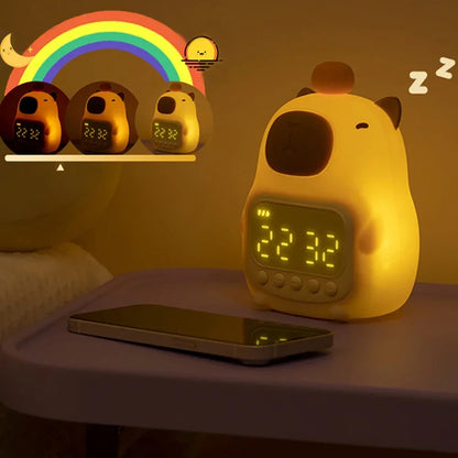 Skorter | Capybara Clock Lamp - Rechargeable Digital Alarm Clock with Night Light & Touch Snooze