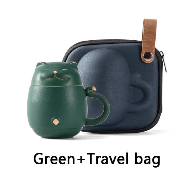 Skorter | Cute cat tea cup made of ceramic with strainer