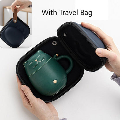 Skorter | Cute cat tea cup made of ceramic with strainer