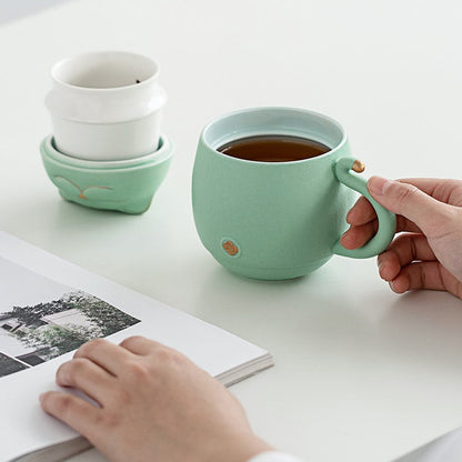 Skorter | Cute cat tea cup made of ceramic with strainer