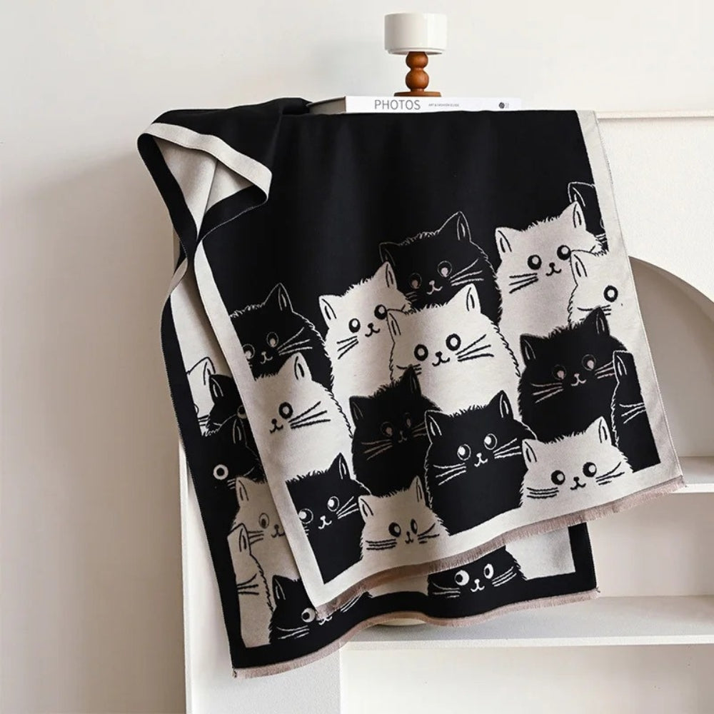 Skorter | Cute Cat Jacquard Winter Scarf