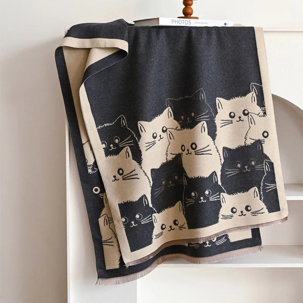 Skorter | Cute Cat Jacquard Winter Scarf
