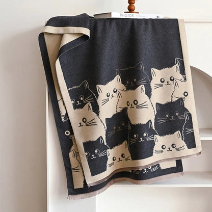 Skorter | Cute Cat Jacquard Winter Scarf
