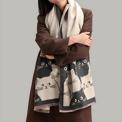 Skorter | Cute Cat Jacquard Winter Scarf
