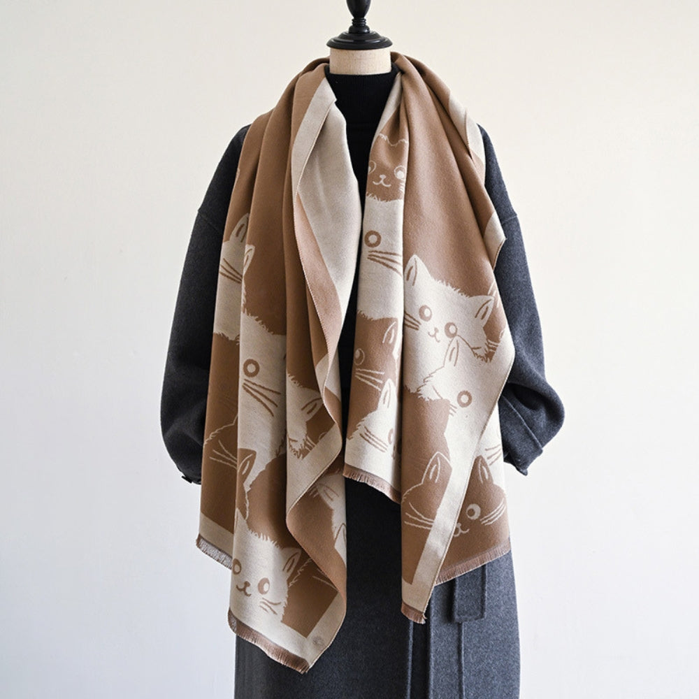 Skorter | Cute Cat Jacquard Winter Scarf
