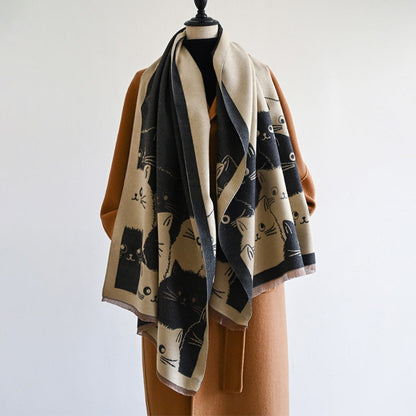 Skorter | Cute Cat Jacquard Winter Scarf