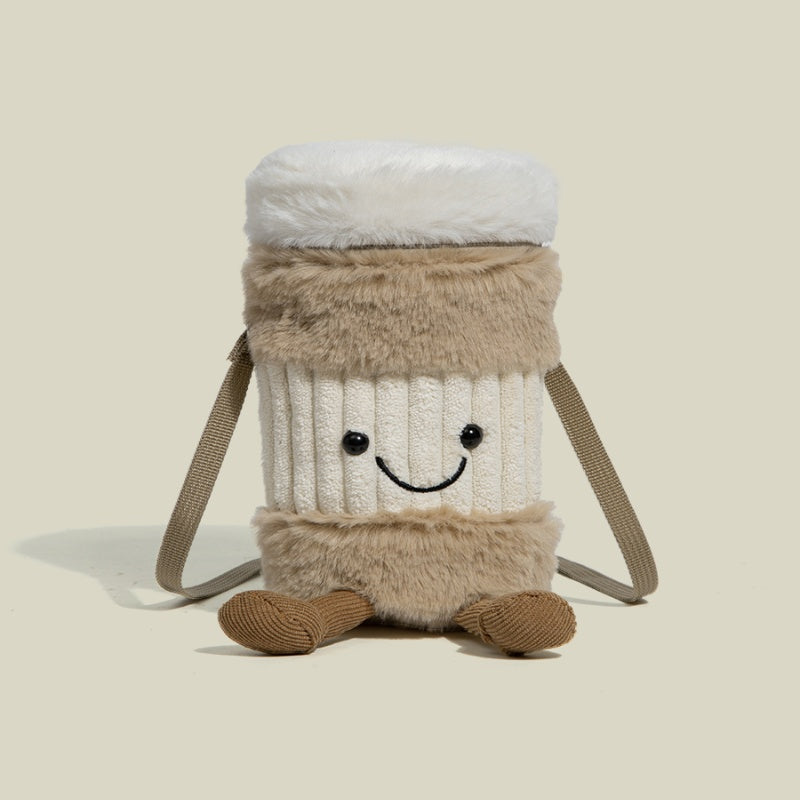 Skorter | Cute happy coffee cup holder plush bag