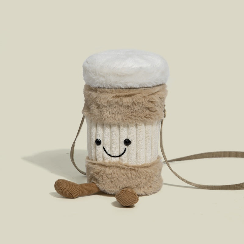 Skorter | Cute happy coffee cup holder plush bag