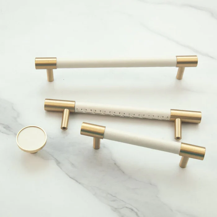 Skorter | Brass Solid Leather Handmade Cabinet Handles Drawer Inserts