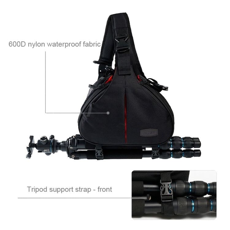 Skorter | CADEN Triangle Tscope Sling Shoulder Cross Digital Camera Bags Case Soft Bag with Rain Cover for Canon Nikon Sony K1, Size: 36*31*15cm (Army Green)