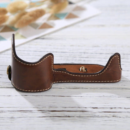 Skorter | 1/4 inch Thread PU Leather Camera Half Case Base for Sony Alpha 6100 / A6100 (Coffee)