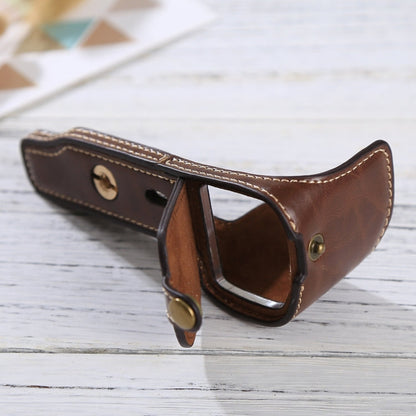 Skorter | 1/4 inch Thread PU Leather Camera Half Case Base for Sony Alpha 6100 / A6100 (Coffee)