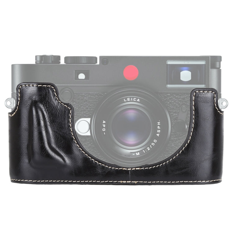 Skorter | 1/4 inch Thread PU Leather Camera Half Case Base for Leica M10 (Black)