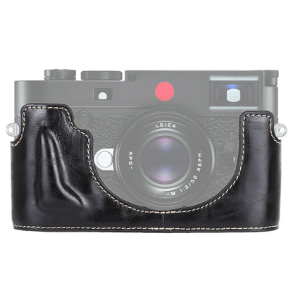 Skorter | 1/4 inch Thread PU Leather Camera Half Case Base for Leica M10 (Black)