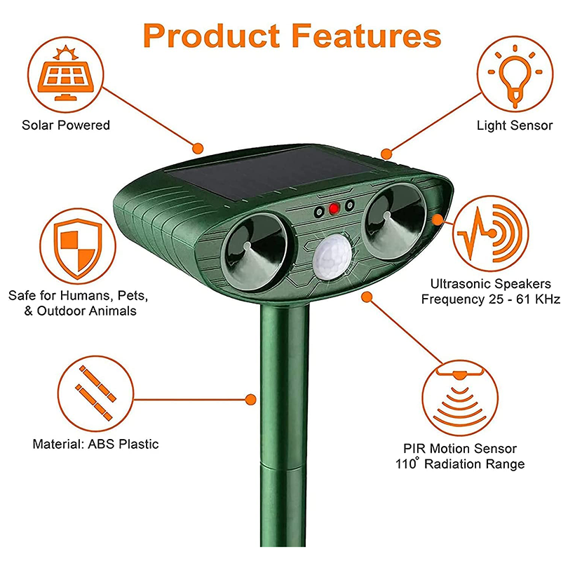 Skorter | Solar Powered Ultrasonic Rabbit Repeller with Flashing Light – Effective Pest Control for Gardens and Yards