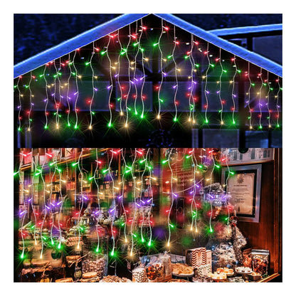 Skorter | Twinkling Icicle String LED Lights | Warm White & Cool White, Extendable for Indoor & Outdoor Holiday Decor
