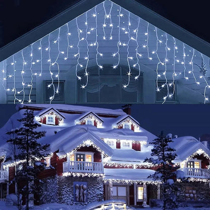 Skorter | Twinkling Icicle String LED Lights | Warm White & Cool White, Extendable for Indoor & Outdoor Holiday Decor