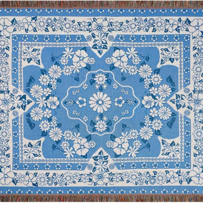 Skorter | Blue Daisy Bloom Boho Travel Outdoor Blanket