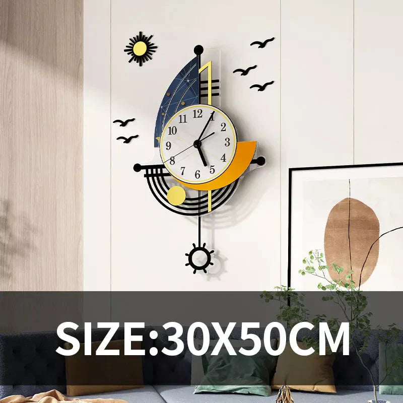 Skorter | Decorative Wall Clock Navigation Sailboat Creative Design Clock Indoor Clock Decoration Living Room Background Wall Decor