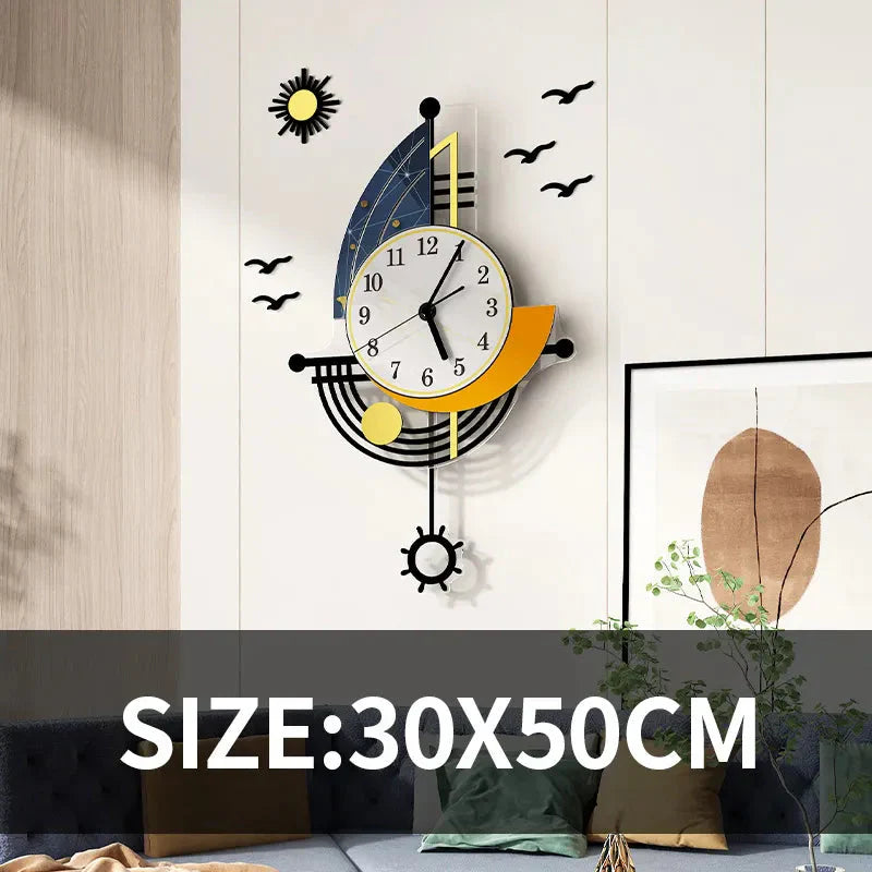 Skorter | Decorative Wall Clock Navigation Sailboat Creative Design Clock Indoor Clock Decoration Living Room Background Wall Decor