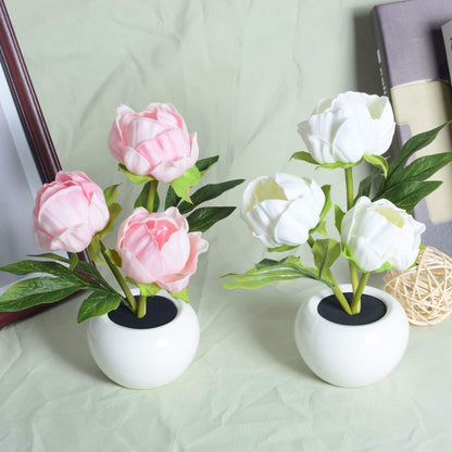 Skorter | Modern Creative Simulation Tulip Peony LED Night Light Table Lamp