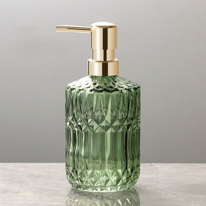 Skorter | CrystalFoam Glass Soap Dispenser | Diamond Pattern Design | Elegant Storage for Soap | Modern Bathroom Decor
