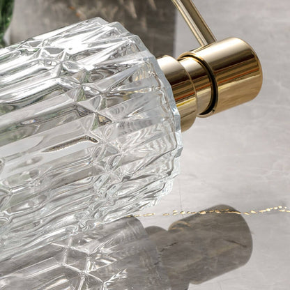Skorter | CrystalFoam Glass Soap Dispenser | Diamond Pattern Design | Elegant Storage for Soap | Modern Bathroom Decor