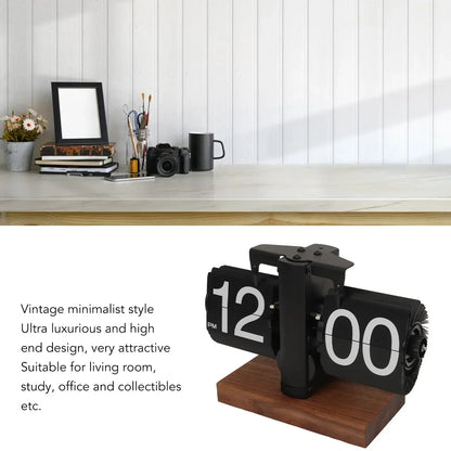 Skorter | Silvara – Vintage Flip Down Clock in Walnut Wood | Retro Mechanical Design