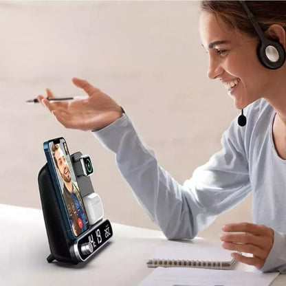 Skorter | 3-in-1 Charging Station: Alarm Clock with iPhone Charger, Watch Stand, and Phone Charging Dock for Apple Devices