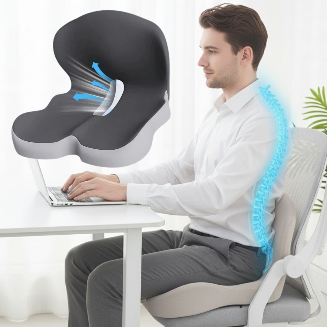 Skorter | All-in-One Orthopedic Memory Foam Seat - Cushion Seat and Back Cushion for Pain Relief and Comfort
