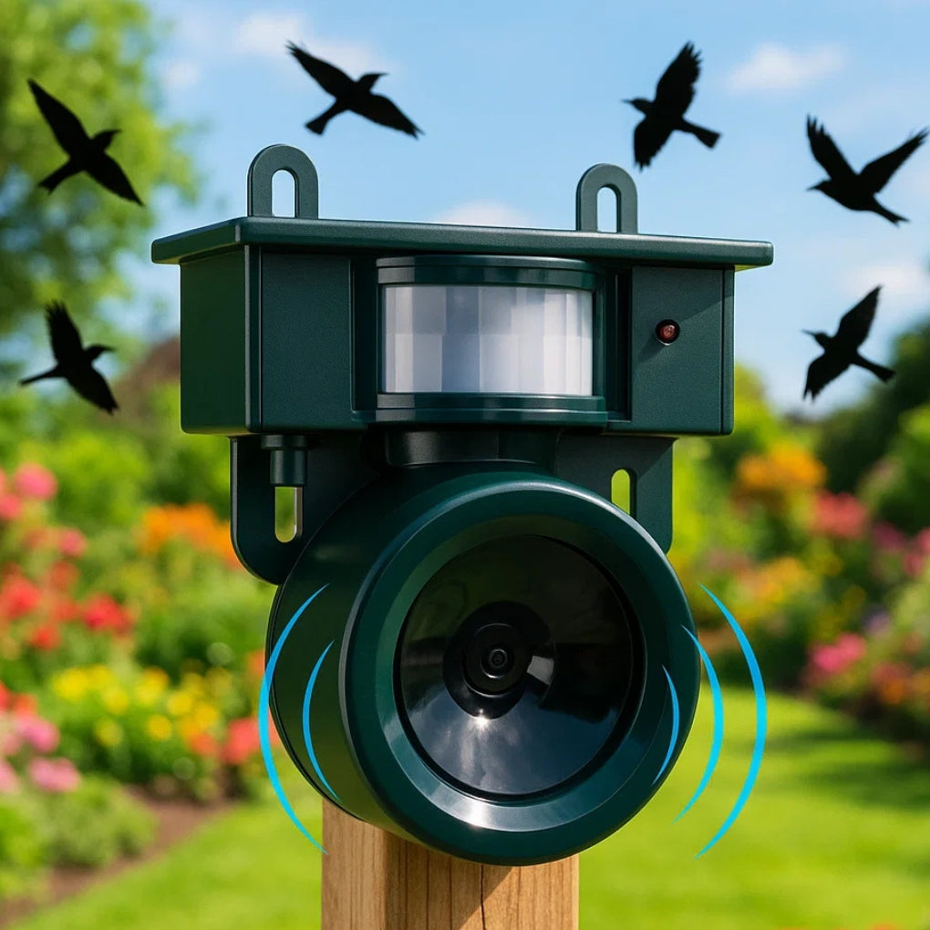 Skorter | TerraGuard – Weatherproof Solar Bird Repeller with PIR Motion Sensor & Natural Sound Deterrent
