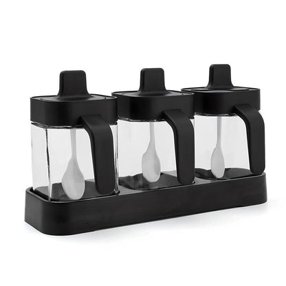 Skorter spice jar with tray and integrated spoons