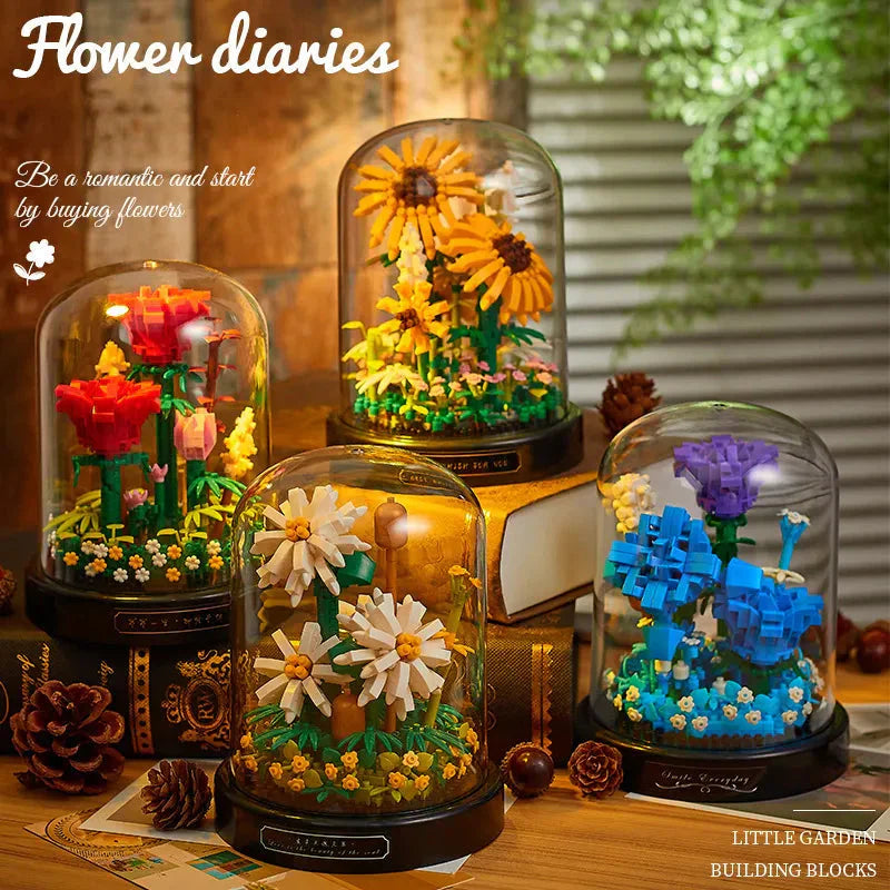 Skorter | Diy Micro Flowers Building Blocks Mini Brick Particles Eternal Life Flowers Home Decoration Assembly Puzzle Toy Kids Gift