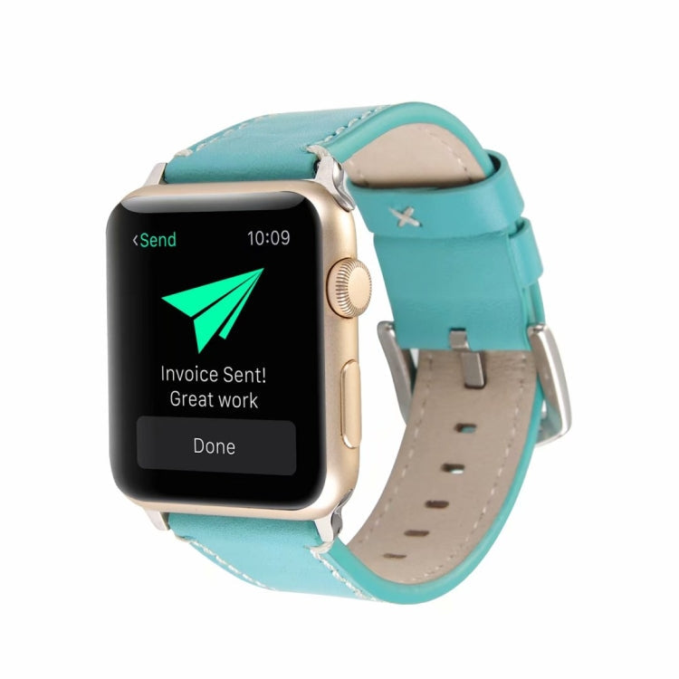 Skorter | Calfskin Genuine Leather Watch Strap for Apple Watch Series 7 41mm / 6 & SE & 5 & 4 40mm / 3 & 2 & 1 38mm (Blue)