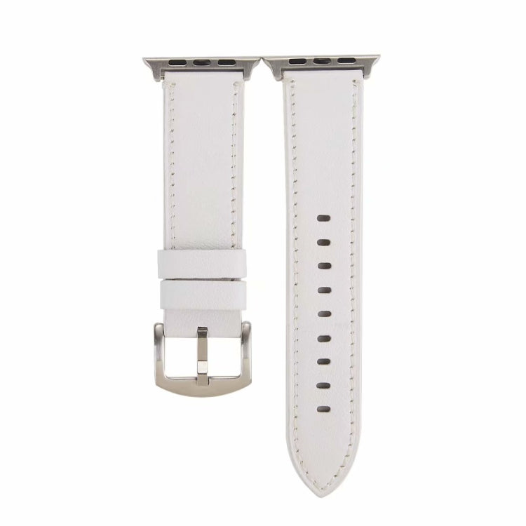 Skorter | Calf Leather Genuine Leather Watch Strap for Apple Watch Series 7 41mm / 6 & SE & 5 & 4 40mm / 3 & 2 & 1 38mm (White)