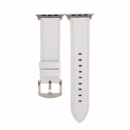 Skorter | Calf Leather Genuine Leather Watch Strap for Apple Watch Series 7 41mm / 6 & SE & 5 & 4 40mm / 3 & 2 & 1 38mm (White)