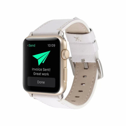 Skorter | Calf Leather Genuine Leather Watch Strap for Apple Watch Series 7 41mm / 6 & SE & 5 & 4 40mm / 3 & 2 & 1 38mm (White)