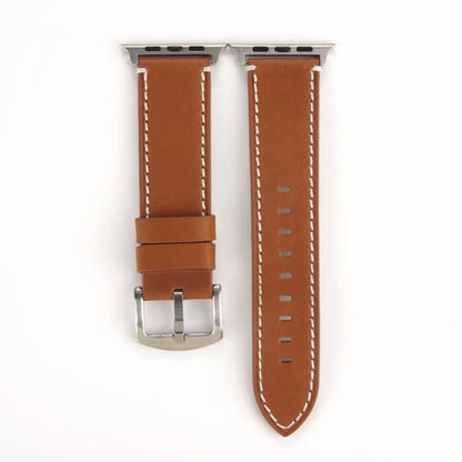 Skorter | Calfskin Genuine Leather Watch Strap for Apple Watch Series 7 41mm / 6 & SE & 5 & 4 40mm / 3 & 2 & 1 38mm (Brown)